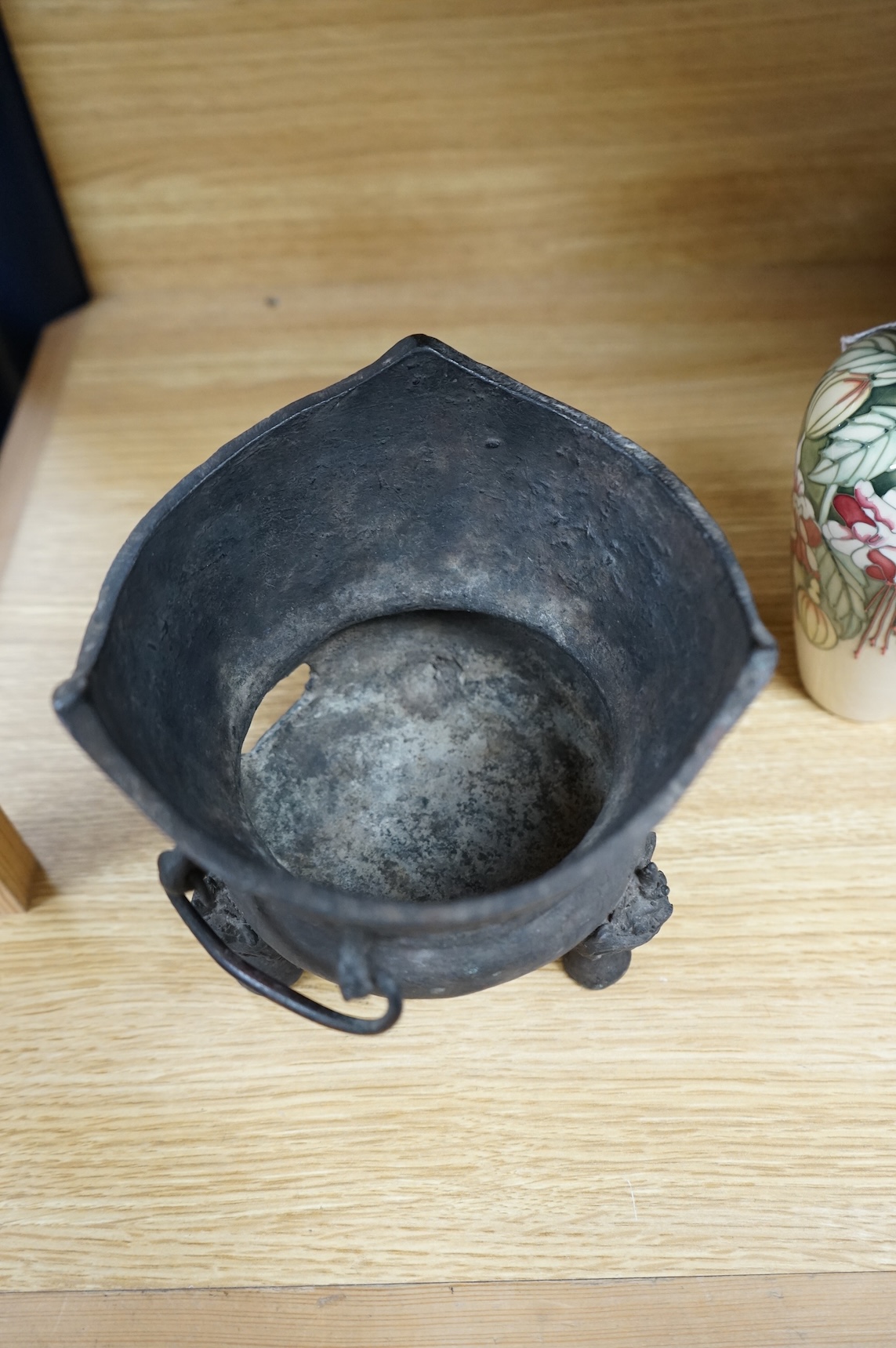 A Chinese or Japanese archaistic bronze censer, 16cm high